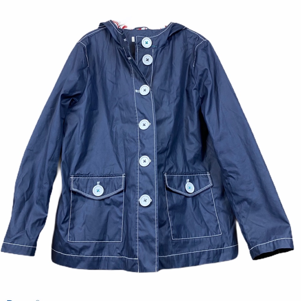 - Boden Navy blue button hooded raincoat spring